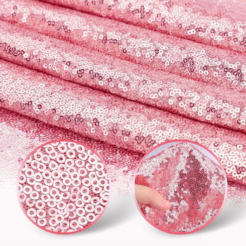 yuboo Pink Sequin Table Runners 12''x 108'' - 2 Pack Fabric Glitter Runner for Party Decorations
