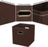 Fabric Cubby Storage Bins, 13x13x13 Inches, Foldable Organizer Bins with Dual Handles, Set of 3, Coffee