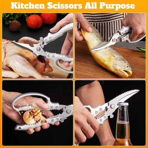 Jkrycyf Heavy Duty Kitchen Scissors, Poultry Shears for Meat, Chicken, Bone, Turkey, Fish. Multi-Purpose Kitchen Shears