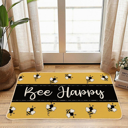 Welcome Mat Front Door Yellow Bee Decor, Indoor Outdoor Entryway Doormat, Summer Kitchen Bath Mat, 30 x 16 Inch