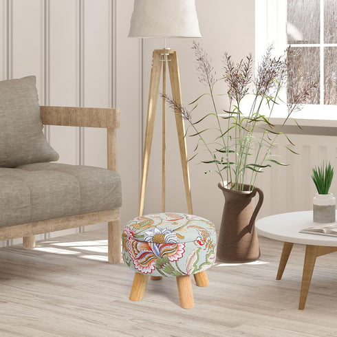 12.7 10.6 Round Storage Ottoman with Reversible Tray Lid, "W x "H Upholstered Footrest Pouf with Anti-slip