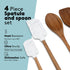 Real Simple Silicone Spatulas and Wooden Spoons for Cooking Set | Wooden Spoon, Wooden Spatula and 2 Silicone Spatulas for Nonstick Cookware | Heat Resistant and Dishwasher Safe by REAL SIMPLE