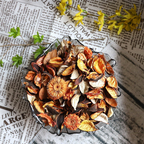 Qingbei Rina Fall Potpourri Bags, Orange Scented Dried Flowers, Autumn Decorative Bowl Filler, 8.4oz