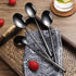 Steel Black Soup Spoon, Long Handled Great Circle Spoons, 4 Pieces, 8.7x1.6 Inches