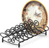 Simple Houseware Vertical Plate Stand Holder, 6-Compartment Dish Rack with Elegant Wire Design, Black Organizer
