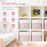 6 Pack 11x11 inch Closet, FinishingBo Cube Storage Bins, with Cotton Handles for Shelves, Clothes, Towel (White/Pink)