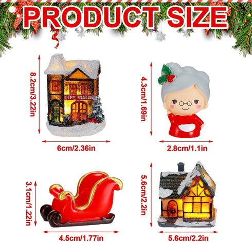 29 Set Woanger Pieces Christmas Village LED Lighted Houses for Christmas Village Xmas Scene Figurines Decoration
