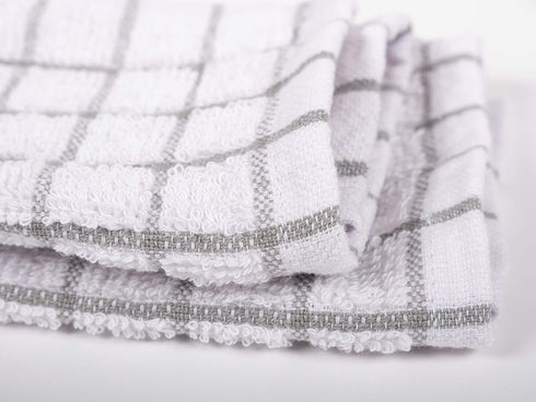 KAF Home Pantry 100% Cotton Checkered Grid Dish Cloths, Set of 6, 12 x 12 Inches, Gray