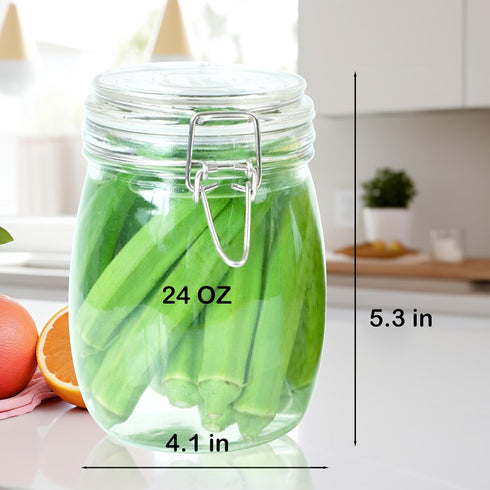 Glass Jar with Airtight Lid, 24 OZ 3 Pack, Leakproof Food Storage Containers for Coffee, Sugar, Canning, Dried Fruits