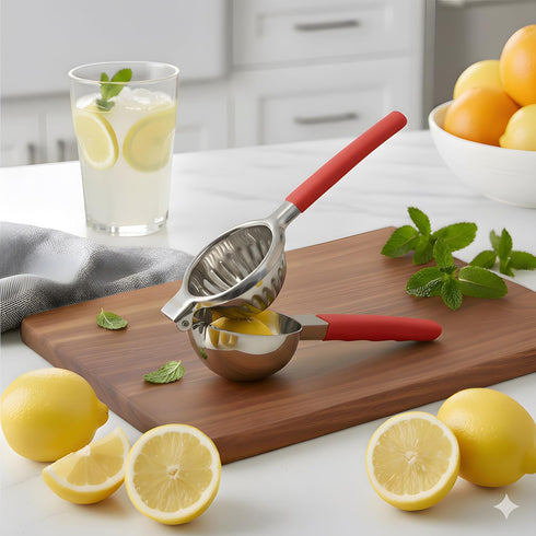 43DNG Stainless Steel Lemon Squeezer Citrus Juicer Large Bowl, Heavy-Gauge Steel, Long Textured Non-Slip Handles Large