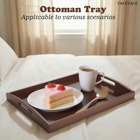YACEYACE 17.7"x13"x2" Large Bamboo Tray for Ottoman, Large Serving Tray with Handle, Bamboo Trays for Home Decor