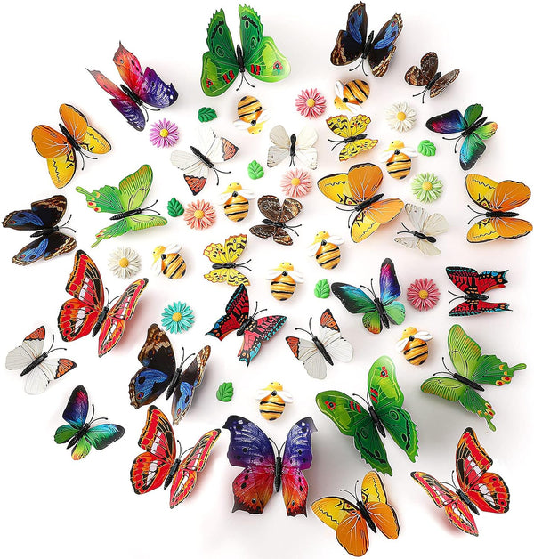 50 Pieces Refrigerator Magnets - Butterfly and Daisy Flower Fridge Stickers for Colorful Magnetic Decor