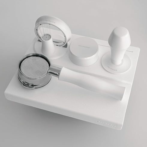 Normcore Corner Tamping Station V3 - Espresso White Silicone Coffee Tamper Mat Holder Pad for Baristas, Food Grade