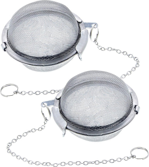 U.S. Kitchen Supply 2 Premium Stainless Steel Tea Ball Strainer Infusers, 2.1" Size, Extra Fine Mesh