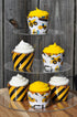 Construction Cupcake Wrappers for Kids Birthday Party Supplies, Set of 24 Reversible Caution Zone Design