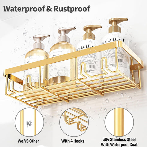 5 Pack Set, Liuoud Shower Caddy Organizer Rack Shelf for Inside Shower, Self Adhesive Wall Storage Basket Rustproof