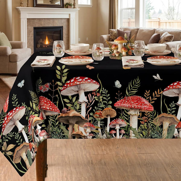 JNDJE Mushroom Tablecloth 60x84 Inch, Mushroom Forest Farmhouse Decorations for Home Table Cloth