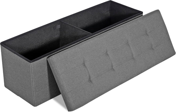 LEMY 30 Inches Folding Ottoman Storage Bench, Foot Rest Stool with Wooden