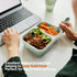 Green Collapsible Lunch Containers with Lid, 2 Compartments | Foldable Silicone Bento for Adults | BPA-Free Food