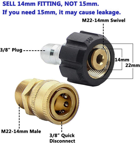 Xiny Tool Pressure Washer Adapter Set, Quick Disconnect Kit with M22 Metric Male Thread, 8 Pack