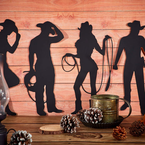 Boao 16 Pieces Cowboy Silhouettes, Western Theme Party Decorations for Wild West Birthday Baby Shower