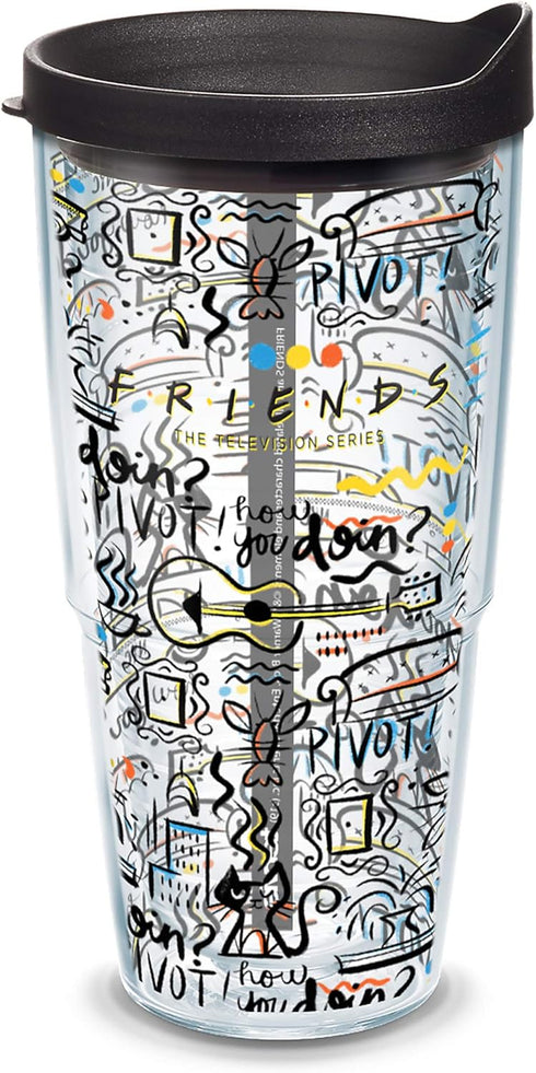 Tervis Friends Pattern Double Walled Insulated Tumbler Travel Cup, Keeps Drinks Cold & Hot, 24oz, Classic Made in USA