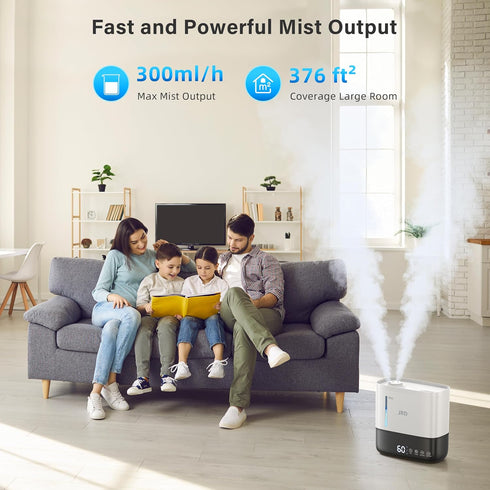 4L 40H 12H 360 Nozzle, 7-Color JRD Humidifiers for Bedroom, Ultrasonic Humidifier for Large Room, Cool Mist Top-Fill
