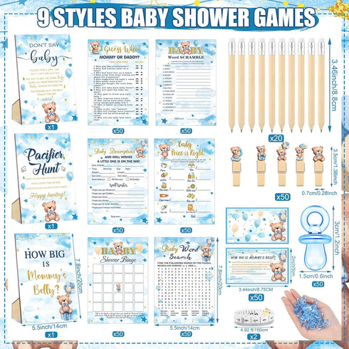 476 6 Sets 50 Mommy's 50 2 50 Sherr Pcs Bear Baby Shower Games Activities Cards Pacifier Hunt Game Pacifiers How Big is