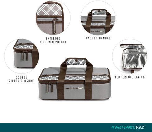 Rachael Ray Thermal Insulated Lasagna Lugger, Casserole Carrier for Hot or Cold Food, Fits 9" x 13" Dish