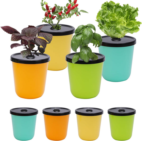Kratky Method Hydroponic Planter Kit, 8 Hydroponic Planter Plus 24 Growing Sponges