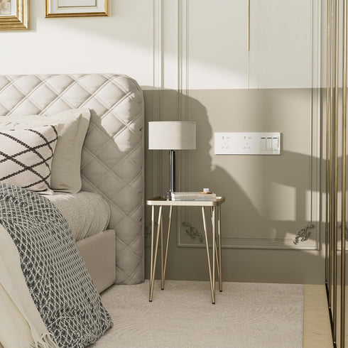 Palama Square Side Table - Metal End Table, Easy Assembly Champagne Gold Bedside Table, Perfect for Small Spaces Indoor