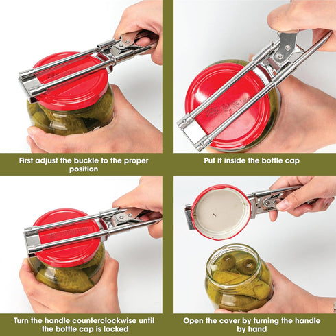2PCS Adjustable Multifunctional Stainless Steel Can Jar Openers, Easy for Seniors with Arthritis