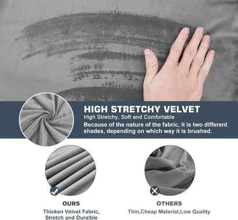 NeColorLife Velvet Ottoman Cover Square Storage Ottoman Slipcover Thick Stretchable Footrest Stool Covers with Elastic