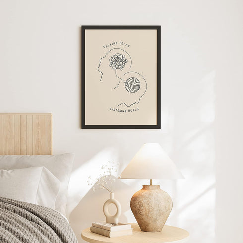 EXCOOL CLUB Mental Health Posters for Therapy Office Decor - 12x16 Counseling Wall Art, Boho Talking Helps Poster