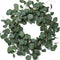 idyllic Eucalyptus Leaves Wreath, 22 Inches Round Green Metal Polyester Fabric Paper for Front Door Decor