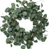 idyllic Eucalyptus Leaves Wreath, 22 Inches Round Green Metal Polyester Fabric Paper for Front Door Decor