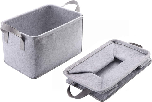 Collapsible Storage Basket with Carry Handles, Durable Felt Fabric Organizer for Toys, Clothes, Laundry