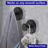 Suction Cup Hooks for Shower, Removable Towel Hooks for Bathroom and Glass Door, 2 Pack, Black