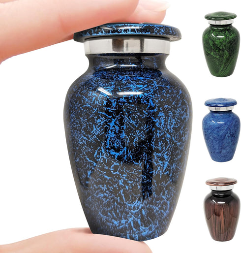 Small Blue Keepsake Cremation Urn for Human Ashes - Miniature Memorial Urns for Men or Women