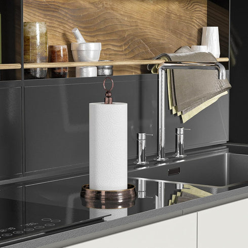 Heavy Weighted Base Steel Paper Towel Holder for Kitchen Countertops, Stand for Standard & Jumbo Rolls (Oil Rubbed