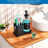 Set 11.8OZ Nozzle Bathroom Glass Mouthwash Dispenser with Cup,Black Toothbrush Holder Stainless Steel with Clear Mouth