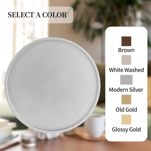 12" Hanobe Decorative Trays for Coffee Table: Round Sliver Tray for Home Decor - Modern Circle Ottoman Trays for Living