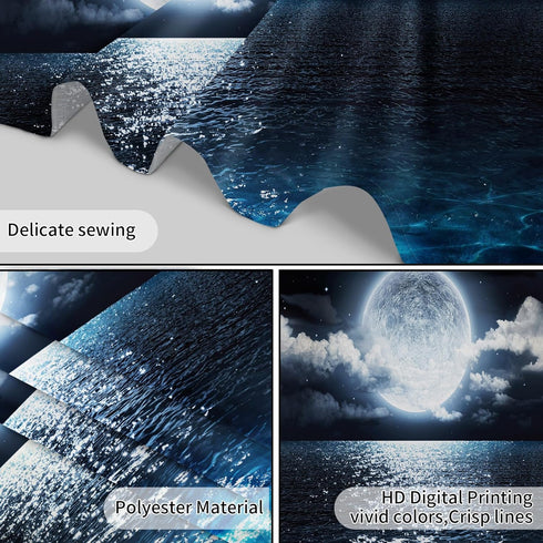 LB Moon Over Ocean Tapestry, Night Sky Wall Hanging, 3D Fantasy Psychedelic Watercolor Art for Bedroom Living Room, 60