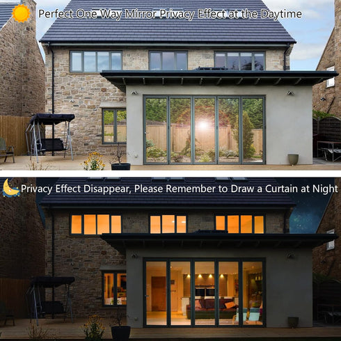 STATINT One Way Mirror Window Film, Silver, Heat Control, UV Blocking, Sliding Door Tinting, 17.5 Inch X 6.5 Feet