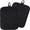 100% Cotton with Silicone Kitchen Everyday Basic Pot Holder Heat Resistant Coaster Potholder Oven Mitts Set of 2 (Black)
