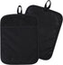 100% Cotton with Silicone Kitchen Everyday Basic Pot Holder Heat Resistant Coaster Potholder Oven Mitts Set of 2 (Black)