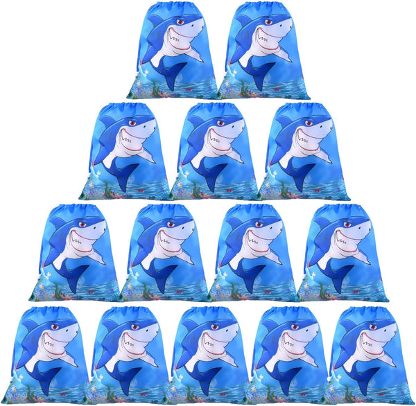 Fepito 12 Pack Shark Drawstring Bags for Shark Party Favors & Goodie Bags