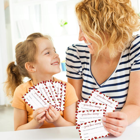 50Pcs Wedding(3.52.1'') Anwyll Guess How Many Game Cards Strawberry Guess How Many Baby Shower Games Cards Sweet