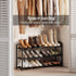 AUGOHCMIL 3-Tier Closet, Expandable Shoe Rack, Metal Shoe Storage Shelf, Adjustable Shoes Organizer for Entryway