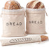 Leafico Reusable Bread Bags 2 Cotton Storage Bags + 1 Baguette Bag